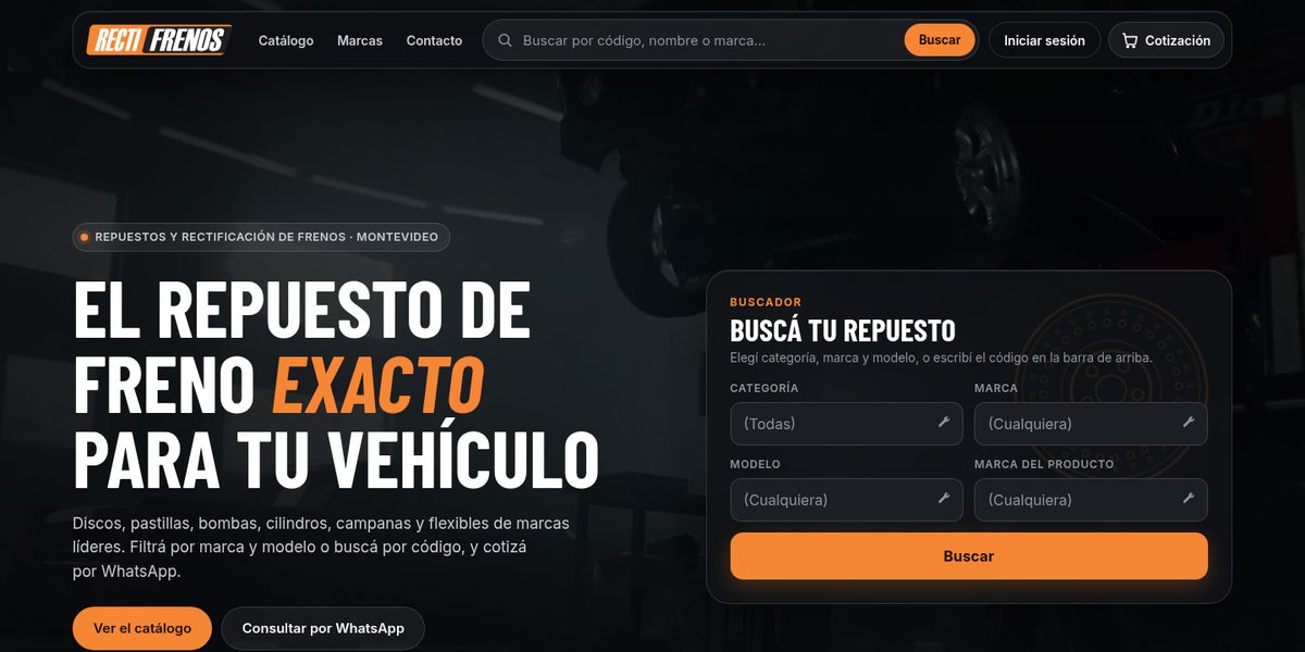Sitio de Rectifrenos: buscador de repuestos de freno